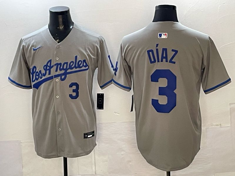 Men 2026 Los Angeles Dodgers #3 Diaz Grey Game Nike MLB Jersey style 0053->los angeles dodgers->MLB Jersey